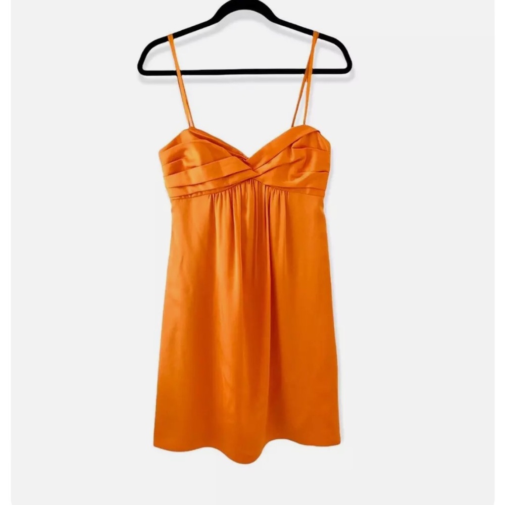 BCBGMaxazria Nectarine Satin Dress with Large Back Bow Size 6